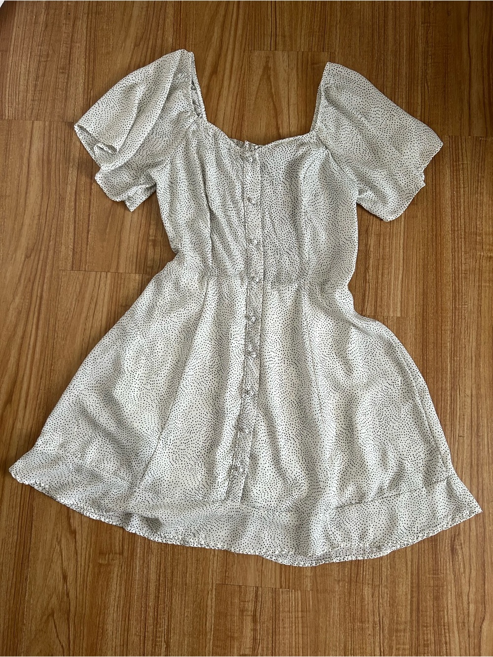 Sienna Sky White Dot Puff-Sleeve Mini Dress